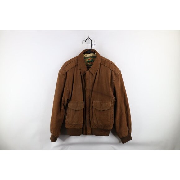 Vintage 90s Streetwear Mens Medium Distressed Suede Leather Flight Bomber Jacket
